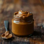 A jar of peanut butter with a spoon, highlighting the question 'Can I Eat Peanut Butter on Keto?