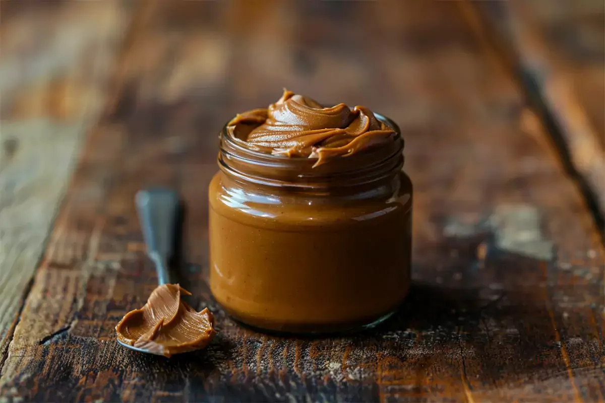 A jar of peanut butter with a spoon, highlighting the question 'Can I Eat Peanut Butter on Keto?